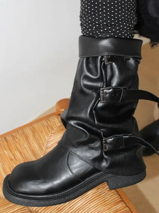 SLOUCH BUCKLE BOOTS